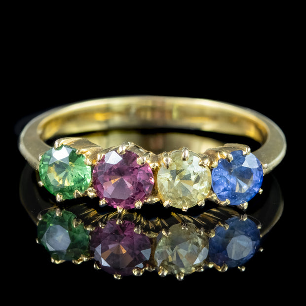 Antique Victorian Gemstone Harlequin Ring