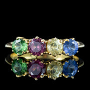 Antique Victorian Gemstone Harlequin Ring