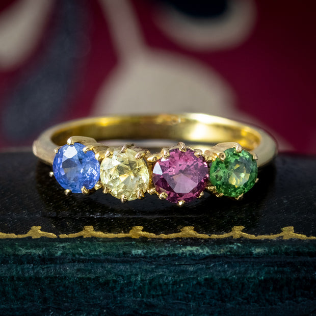 Antique Victorian Gemstone Harlequin Ring