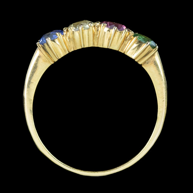 Antique Victorian Gemstone Harlequin Ring