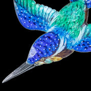 Antique Victorian Guilloche Enamel Kingfisher Brooch Silver