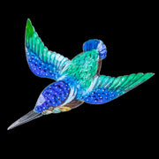 Antique Victorian Guilloche Enamel Kingfisher Brooch Silver