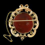 Antique Victorian Hardstone Cameo Brooch 15ct Gold Pearls