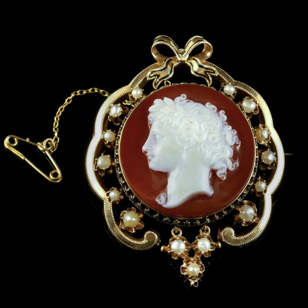 Victorian Hard Stone Cameo Brooch Taille D’Epargne buying Brooch