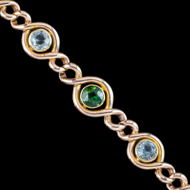 Antique Victorian Harlequin Gemstone Bracelet 18ct Gold