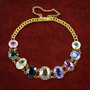 Antique Victorian Harlequin Gemstone Bracelet 18ct Gold 