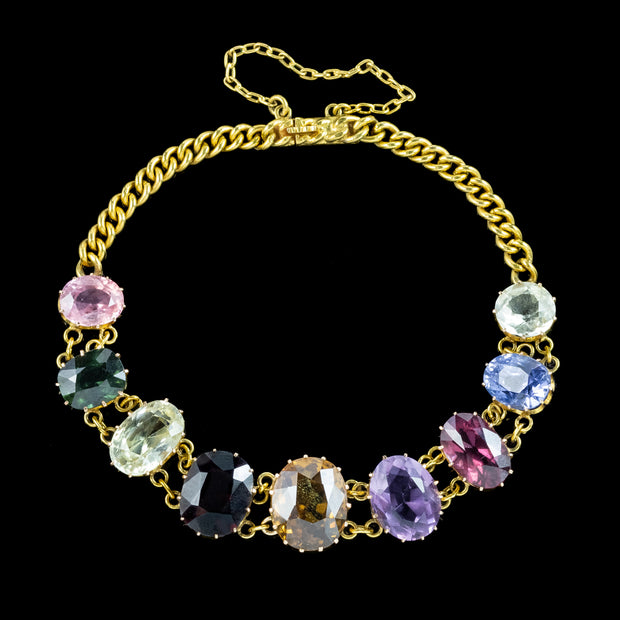 Antique Victorian Harlequin Gemstone Bracelet 18ct Gold 