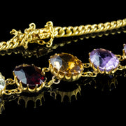 Antique Victorian Harlequin Gemstone Bracelet 18ct Gold 