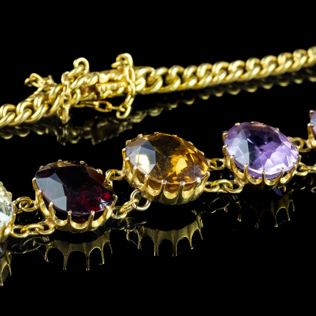 Antique Victorian Harlequin Gemstone Bracelet 18ct Gold 