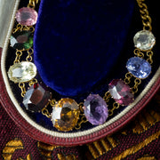 Antique Victorian Harlequin Gemstone Bracelet 18ct Gold 