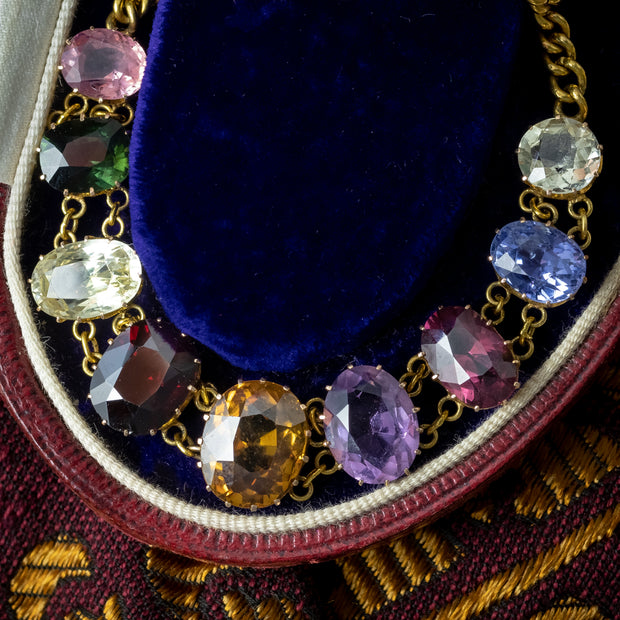 Antique Victorian Harlequin Gemstone Bracelet 18ct Gold 