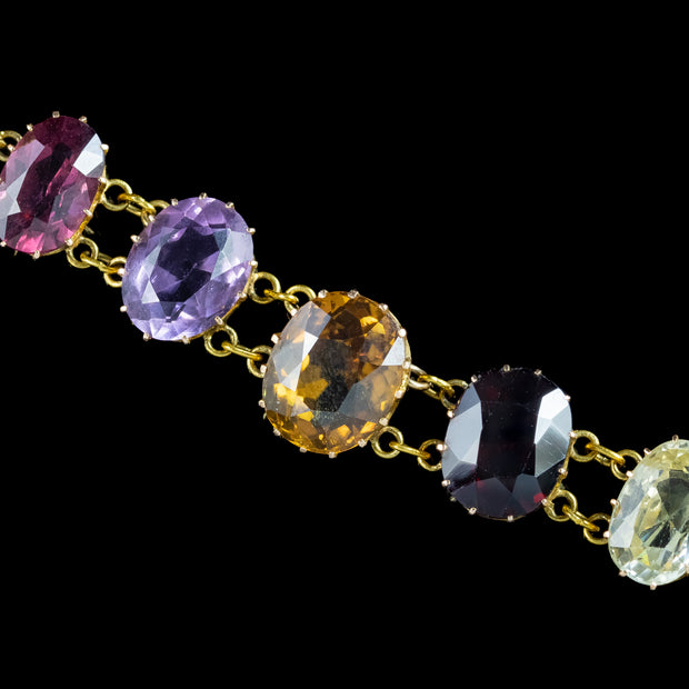 Antique Victorian Harlequin Gemstone Bracelet 18ct Gold 