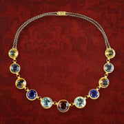 Antique-Victorian-Harlequin-Gemstone-Necklace-18ct-Gold-