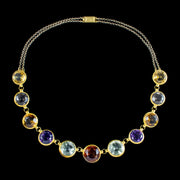 Antique-Victorian-Harlequin-Gemstone-Necklace-18ct-Gold-