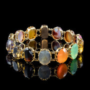 Antique Victorian Harlequin Multi-Gemstone Bracelet 9ct Gold