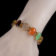 Antique Victorian Harlequin Multi-Gemstone Bracelet 9ct Gold