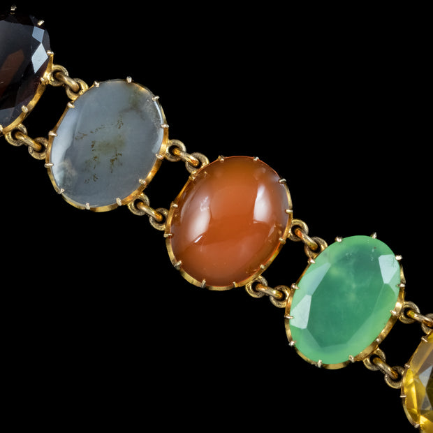 Antique Victorian Harlequin Multi-Gemstone Bracelet 9ct Gold