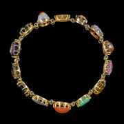 Antique Victorian Harlequin Multi-Gemstone Bracelet 9ct Gold