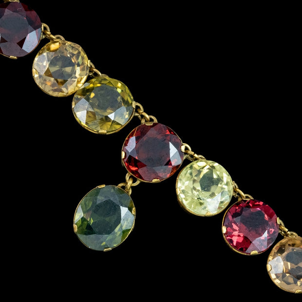 Antique Victorian Harlequin Necklace Multi-Gemstone 15ct Gold