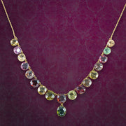 Antique Victorian Harlequin Necklace Multi-Gemstone 15ct Gold