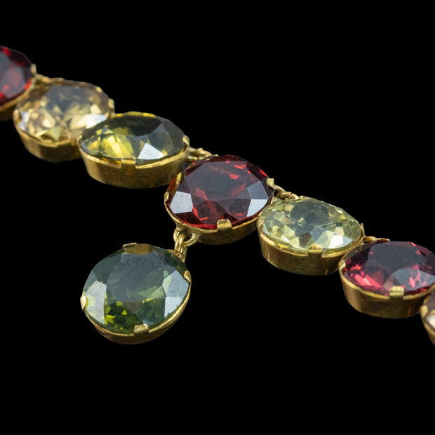 Antique Victorian Harlequin Necklace Multi-Gemstone 15ct Gold