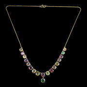 Antique Victorian Harlequin Necklace Multi-Gemstone 15ct Gold