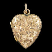 Antique Victorian Ivy Heart Locket 9ct Gold Dated 1886