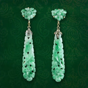 Antique Victorian Jade Drop Earrings 9ct Gold 