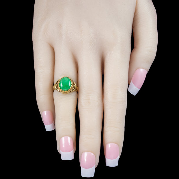 Antique Victorian Jade Solitaire Ring 