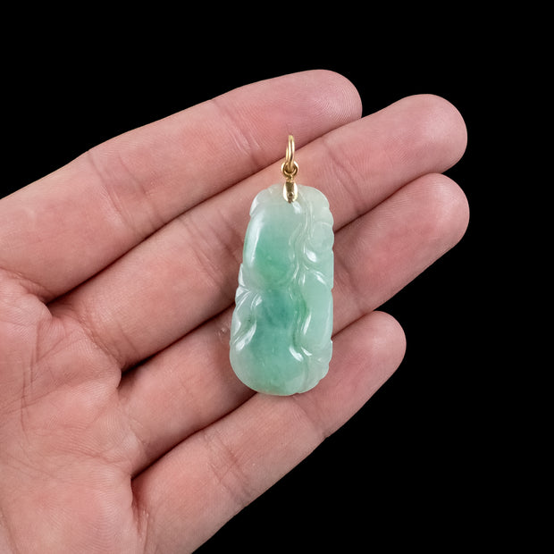 Antique Victorian Jade Talisman Pendant 18ct Gold Loop 