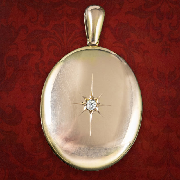 Antique Victorian Large Diamond Locket 15ct Gold