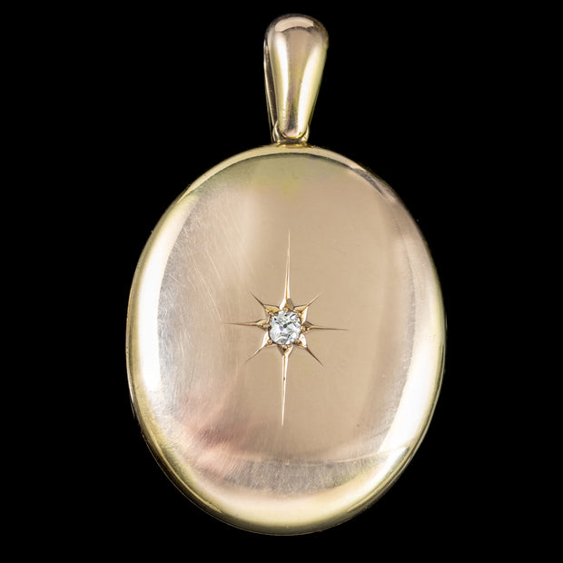 Antique Victorian Large Diamond Locket 15ct Gold