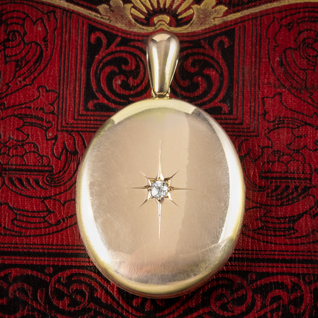 Antique Victorian Large Diamond Locket 15ct Gold