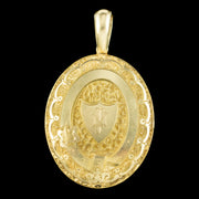 Antique Victorian Locket 18ct Solid Gold With Coloured Photographs