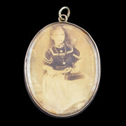 Antique Victorian Pendant Locket With Portrait Miniature And Photo 9ct Gold