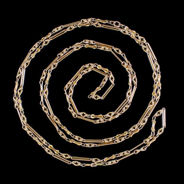 Antique Victorian Long Guard Chain 9ct Gold