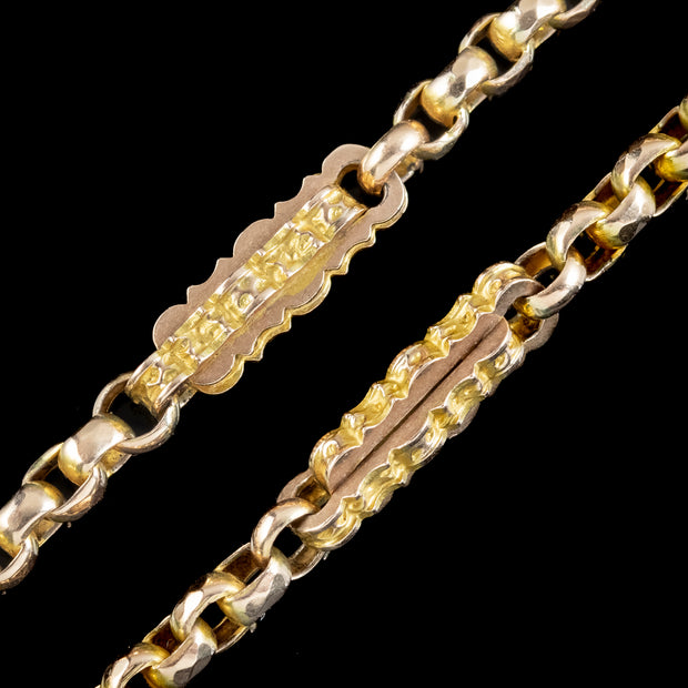 Antique Victorian Long Guard Chain 9ct Gold