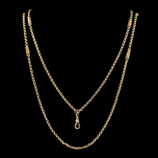 Antique Victorian Long Guard Chain 9ct Gold