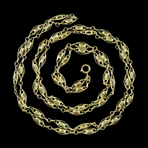 Antique Victorian Long Guard Chain Silver 18ct Gold Gilt 