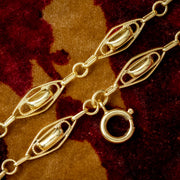 Antique Victorian Long Guard Chain Silver 18ct Gold Gilt 