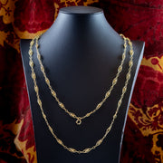 Antique Victorian Long Guard Chain Silver 18ct Gold Gilt 