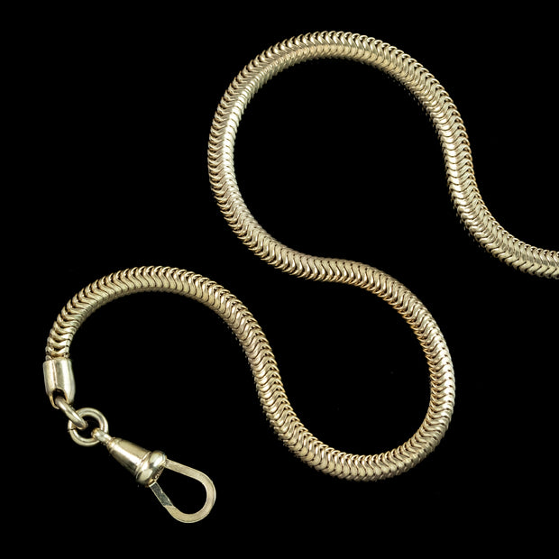 Antique Victorian Long Snake Chain 18ct Gold Gilt
