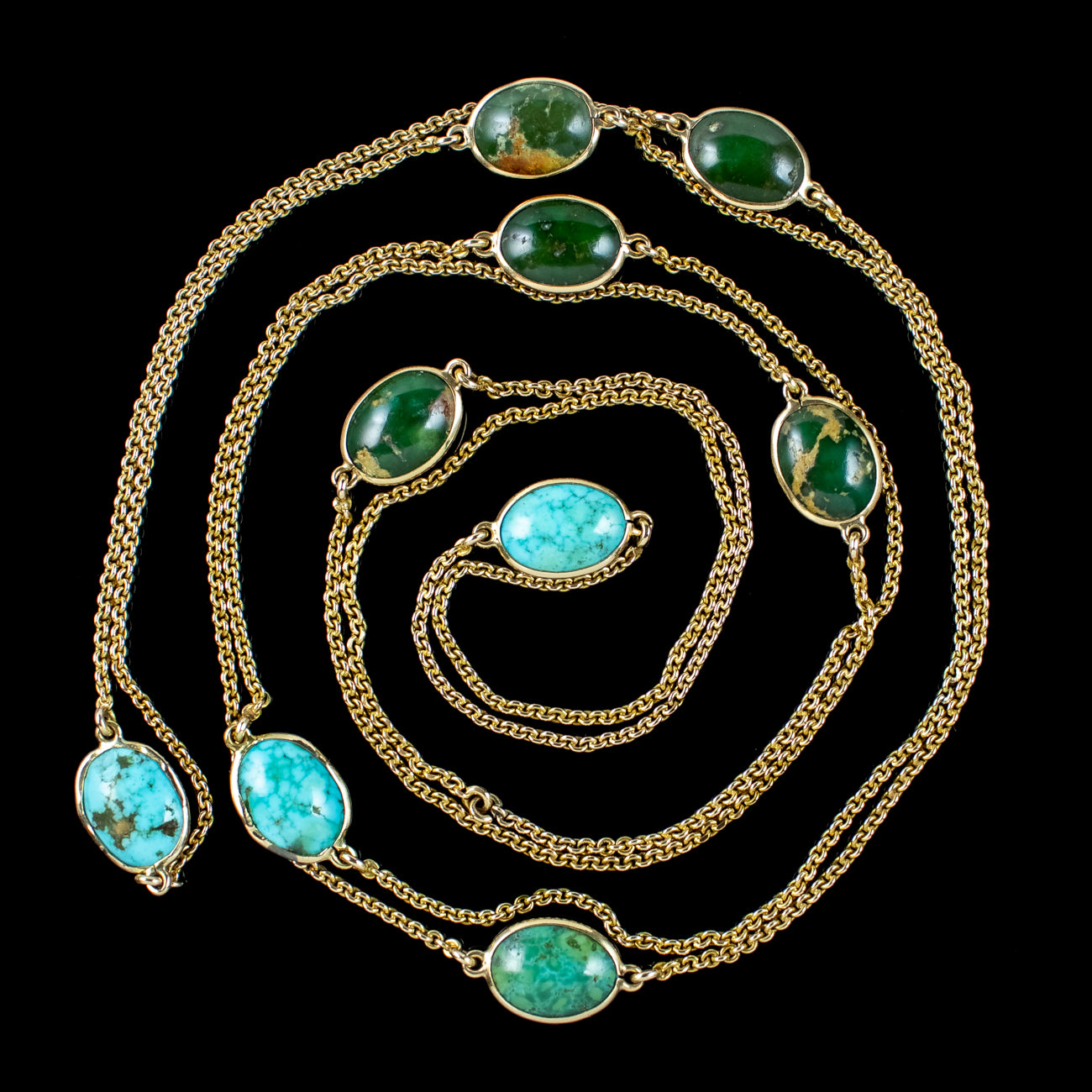 Antique Victorian Long Turquoise Matrix Chain 15ct Gold – Laurelle ...