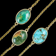 Antique Victorian Long Turquoise Matrix Chain 15ct Gold