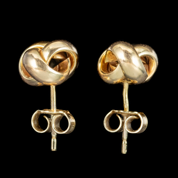 Antique Victorian Love Knot Stud Earrings 9ct Gold