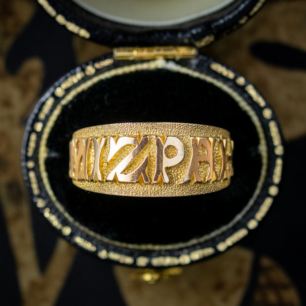 Antique Victorian Mizpah Band Ring 9ct Gold