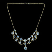 Antique Victorian Moonstone Dropper Necklace Silver 18ct Gold Gilt