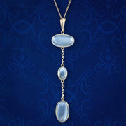 Antique Victorian Moonstone Pearl Drop Pendant Necklace 