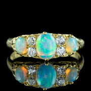 Antique Victorian Natural Opal Diamond Ring 1.1ct Opal