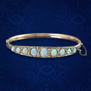 Antique Victorian Opal Diamond Bangle 18ct Gold